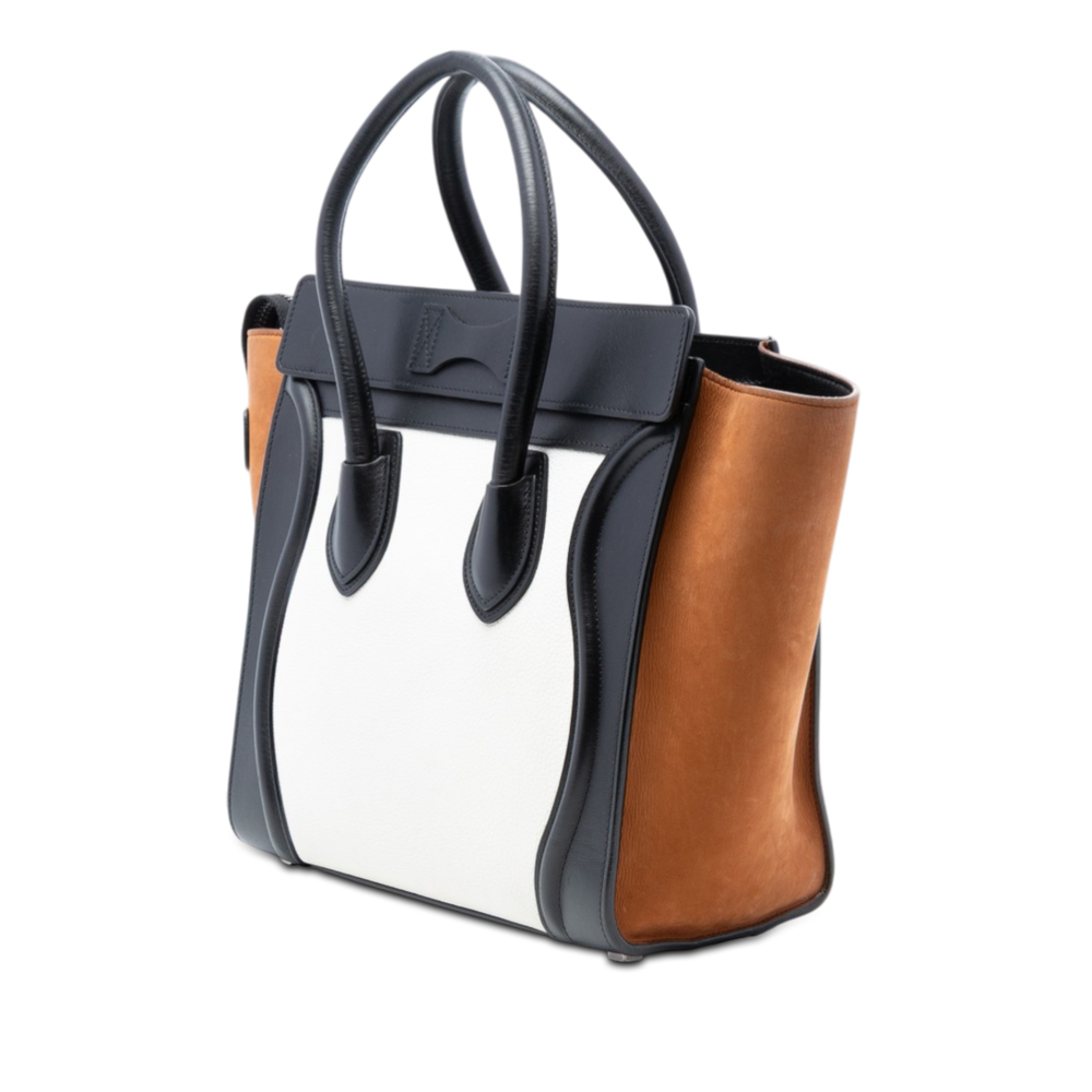 Pre-Loved Celine Micro Tricolor Nubuck and Calfskin Luggage Tote - Picture 2 of 7